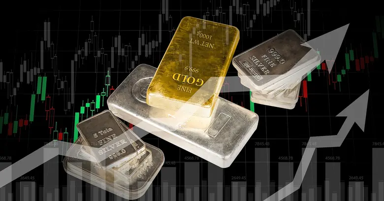 Gold und Silberbarren schematisch. 