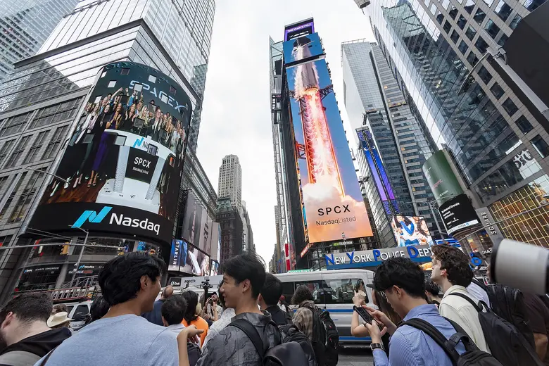Werbung für SpaceX-IPO.