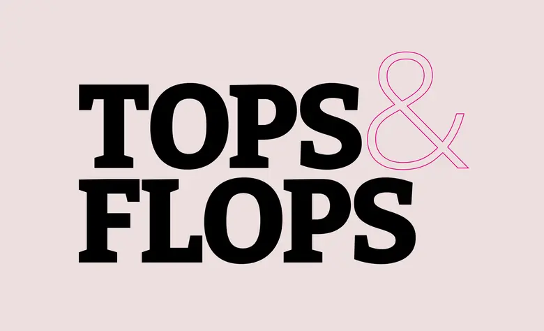 Schriftzug „Tops & Flops" zur Kennzeichnung der wöchentlichen Übersicht über auffällige Gewinner und Verlierer bei Aktien.